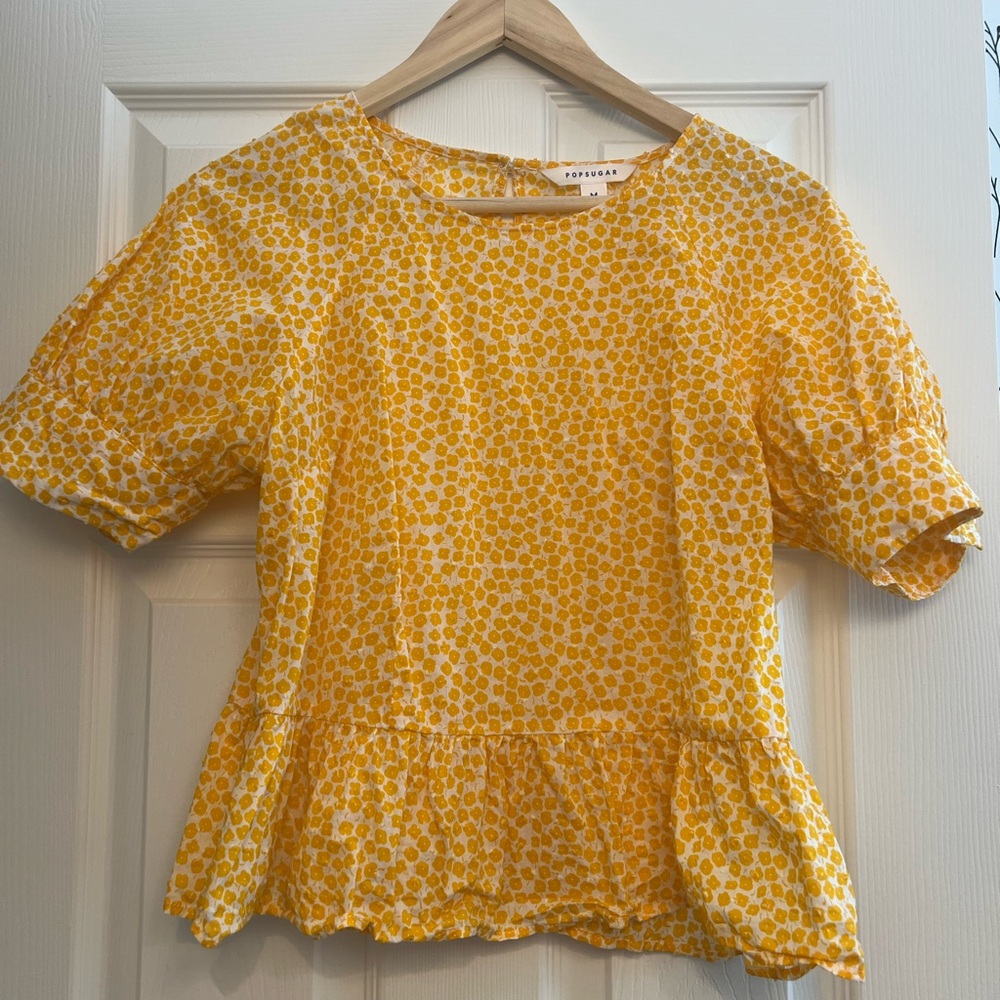 POPSUGAR Puff Sleeve Peplum Top